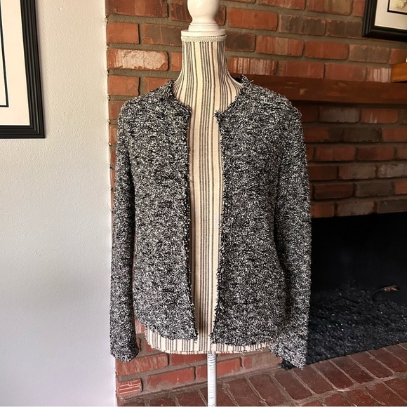 IRO Chada Metal Laced Boucle Open Blazer Jacket in Black & White Sz M - Picture 5 of 14